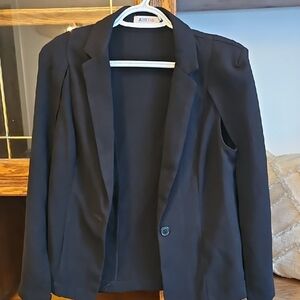 JustFab Elegant Black Cape Blazer